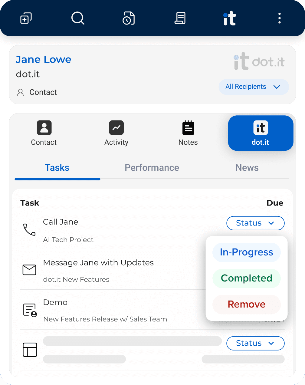 Customer Success interface